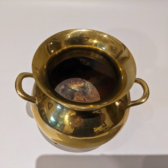 Vintage Heavy Solid Brass Caldroun Planter Pot - MCM Mid Century Halloween - Picture 6 of 7